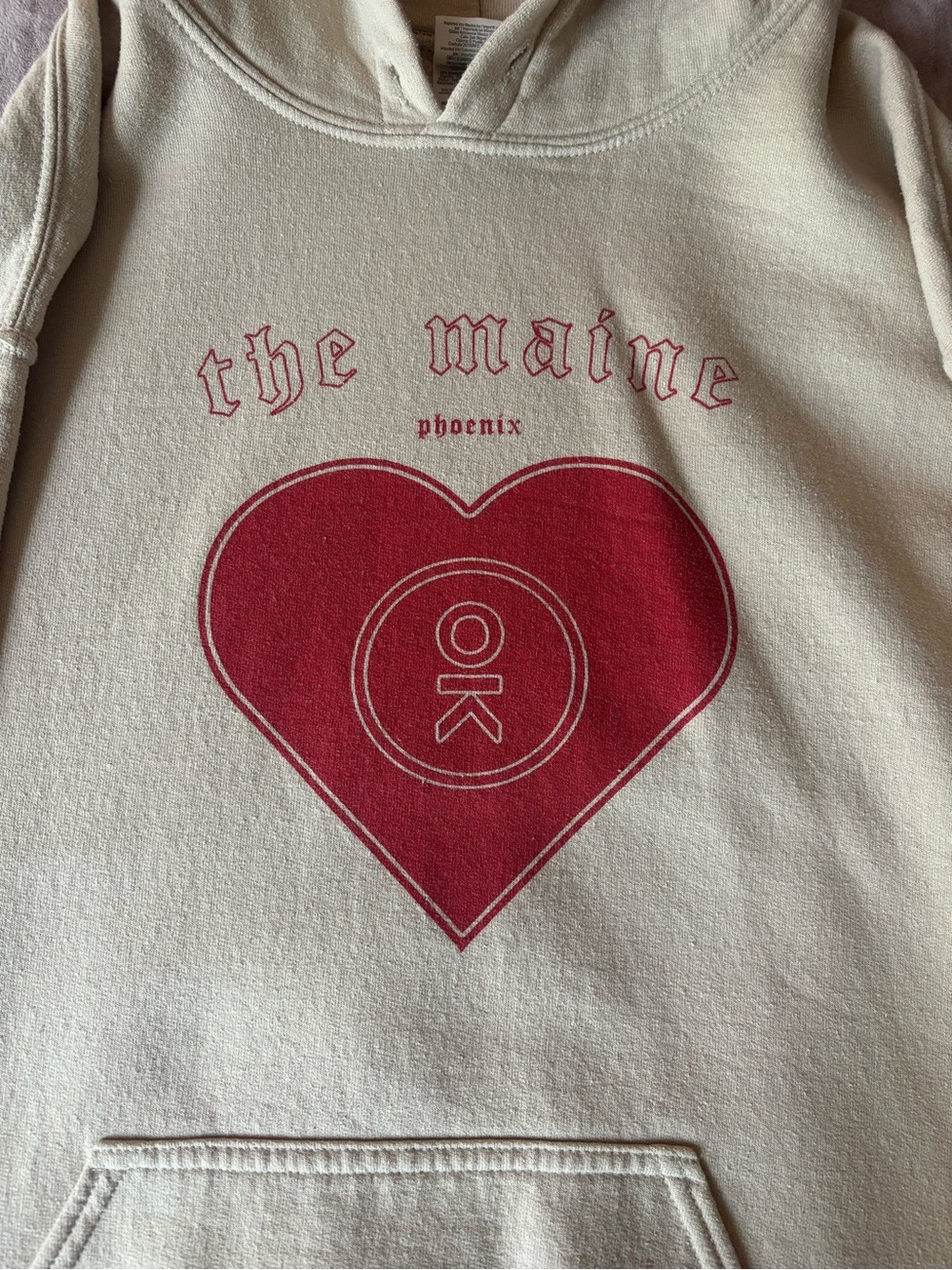 The Maine Unisex Cream Hoodie with Red Heart Graphic - Picture 2 of 4